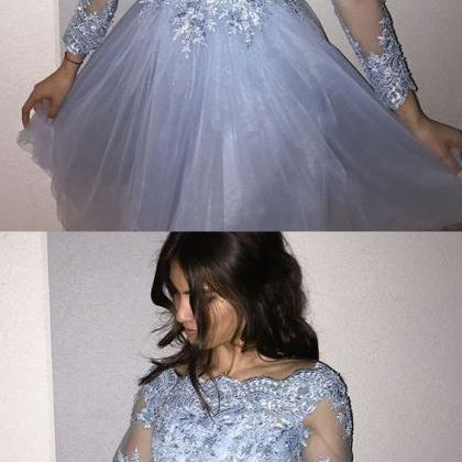 A-line Off-the-shoulder Blue Homecoming Dress With..