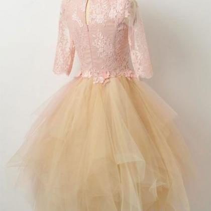 Champagne Lace Tulle Junior Prom Dress GTEEN082 main image 1