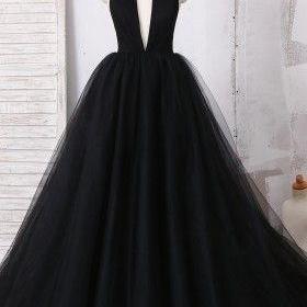 Black Halter Prom Dress,plunging High Neck Dress,..