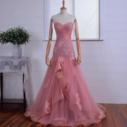 Pink Evening Dress,a Line Party Dresses, Strapless..