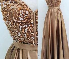 A-Line Classic Sweetheart Satin Floor Length Gown Tahiti main image 1