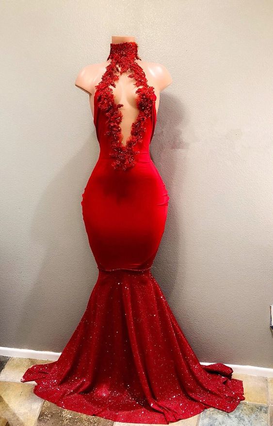 Red mermaid hot sale prom dresses 2018