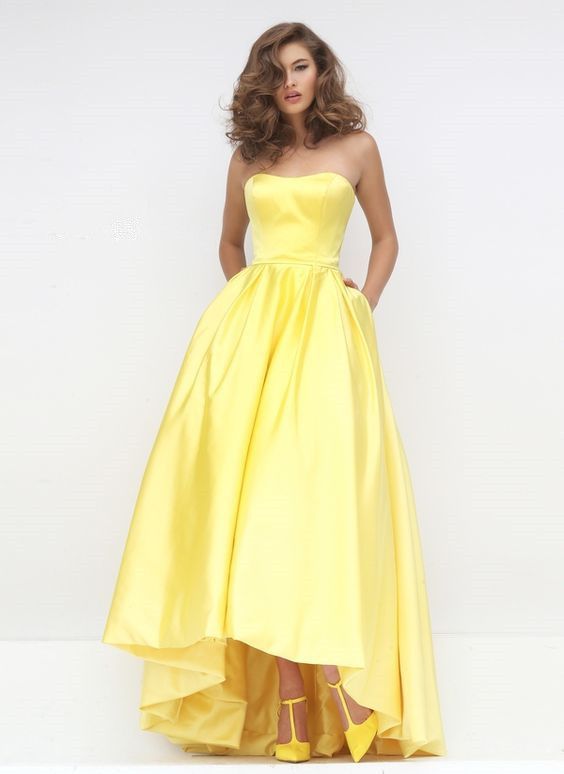 Simple Yellow Long Formal Dresses