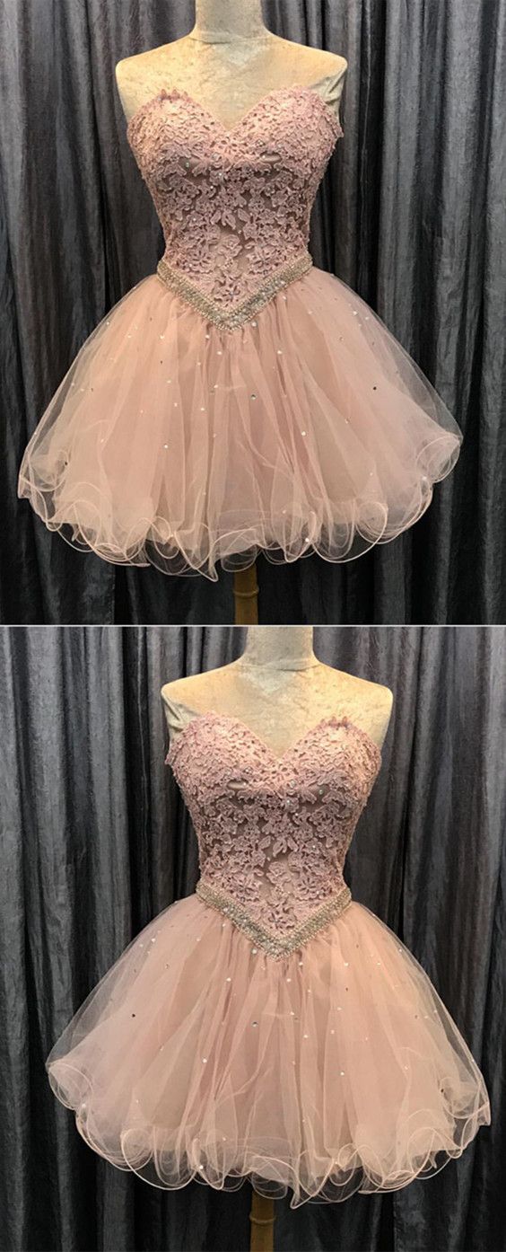 Pink Homecoming Dress, Cute Homecoming Dress, Short Prom Gowns, Elegant Sweetheart Cocktail Dress,mini Dress,evening Dress,custom Made,party