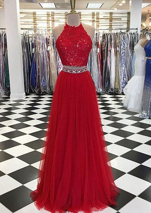 Stunning Red Evening Dress & Prom Dress with Two-Tone Design for a Modern Touch
