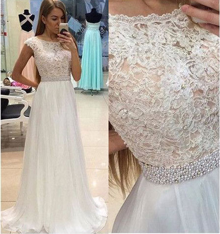 Elegant Long Chiffon Prom Dresses, Party Dress With Appliques