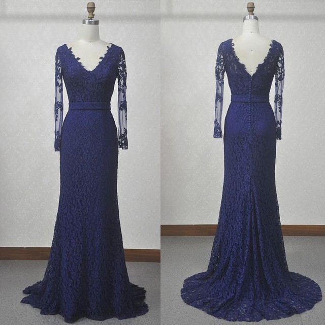 long navy gown