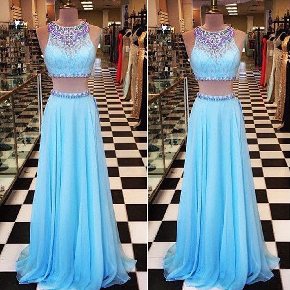 light blue two piece homecoming dress