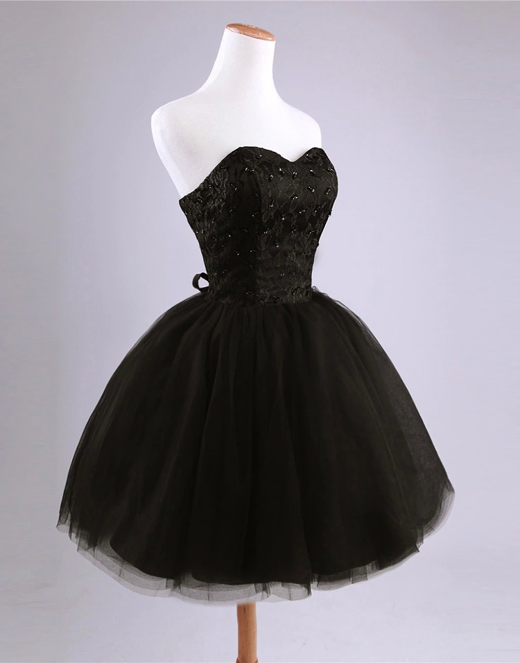 Black Tuxedo Evening Dress Off-the-shoulder Party Dress Strapless Prom Dress Lace Tulle Formal Dress Homecoming Dress