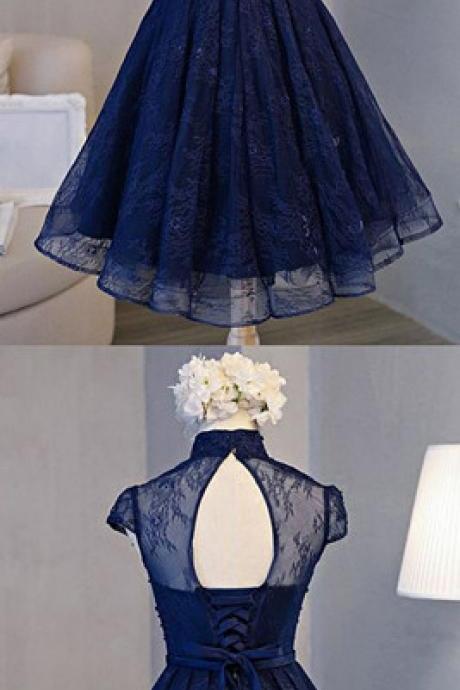 1310648 Powder Lace Detail Low Back Dress