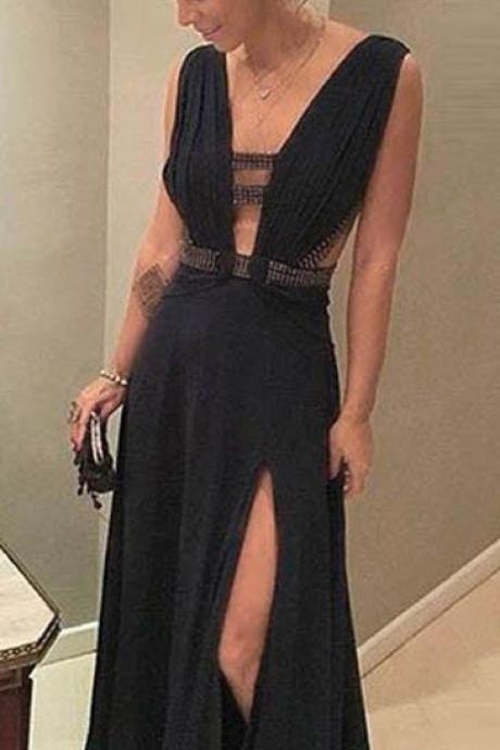 black low cut gown