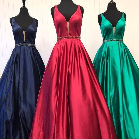 Attractive Floor-Length Deep V neck Mermaid Prom Dress With Sequins GJS450