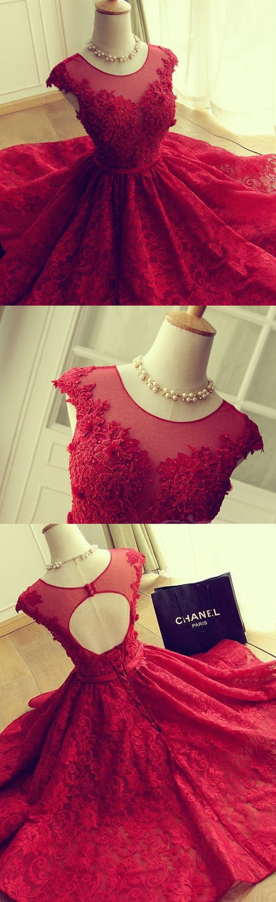 Red Party Dresses, Short Prom Dresses,appliques Ball Gowns Dress Lace ...