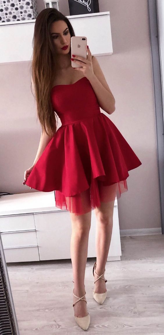 Knee Length Red Homecoming Dress,short Prom Dress on Luulla