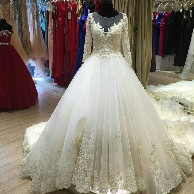 Long-sleeves Lace Wedding Dress,elegant Bride Dress on Luulla
